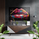 Lips Brushed Aluminum Dibond Wall Art.